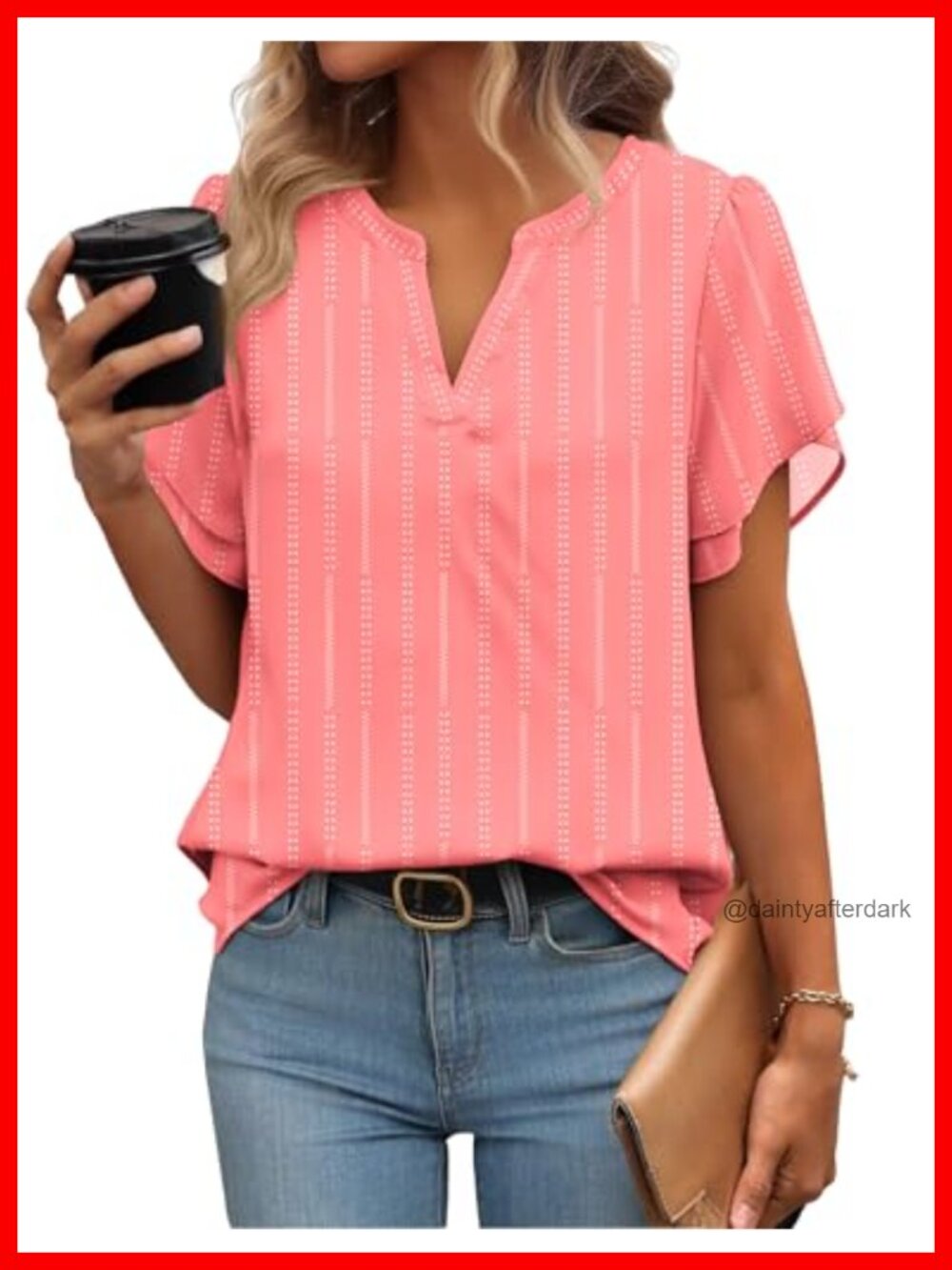 Zeagoo Women's Chiffon V-Neck Short Sleeve Blouse Flowy Work Top